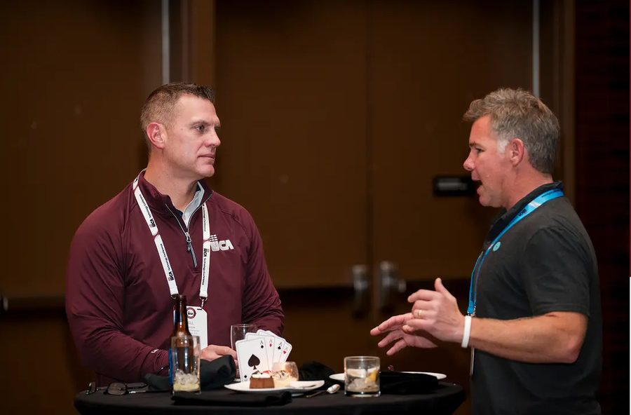 Attendees connecting on the show floor at the WCA Foxwoods Technology Conference